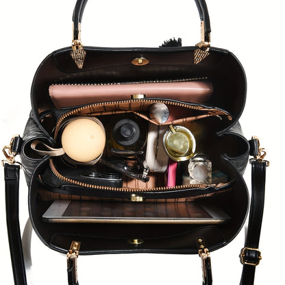 FKTSR Women's Elegant Floral handbag with Tassel - Convertible Shoulder Bag Clutch, Magnetic Closure, Olive Green//Black - Synthetic Leather Purse for Work, Wedding, Party - Perfect Gift for Women, Wedding Accessory, Quilted