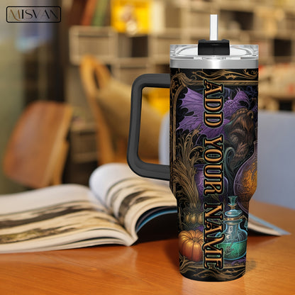 1pc MISVAN Magic Potion-Themed Tumbler with Your Name/Text - Double-Wall Vacuum Insulated Stainless, Straw & Handle, Travel Mug Suitable for Adults, Ideal for Christmas, Halloween Gifts, Magic-Themed Drinkware