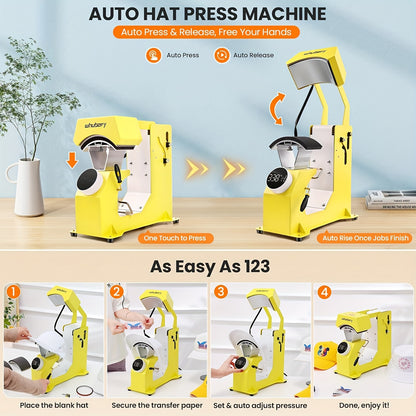 15"x15"/15"x12" - 8in 1/5in 1 Heat Press Combo, Rotatable Design, Multi-Size Transfer Professional Sublimation Kit, Suitable for T-Shirts, Bags, Pillows, Hats, Beanies, Rollers - Three-in-One Automatic Hat Press Only for Hats