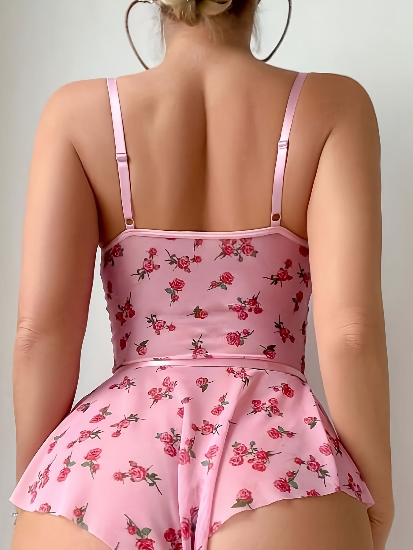 Sexy and Sweet Pink Lace Jumpsuit, Sexy Lace Mesh Backless Jumpsuit with Bow Decoration, Tight Fitting Clothes for Bedroom Dates, Gifts for Girlfriends, Sexy Dresses, Sexy Lingerie Sets, Bedroom Clothing, Christmas Gifts