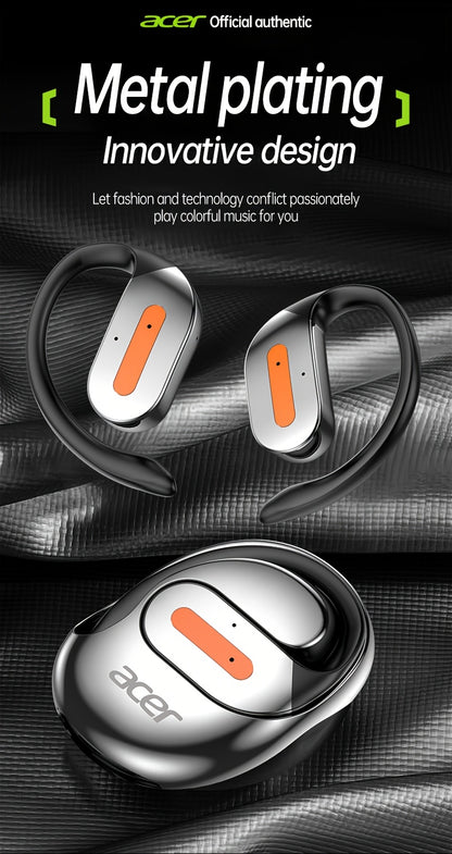 Acer True Wireless Earphones with Microphone, TWS Headphones, Touch Volume, Wireless Sports Earhooks, LED Display Charging Case, Half Open Back, HD Talk, Compatible with Mobile Phones, Rechargeable Battery, Type-C Charging, S