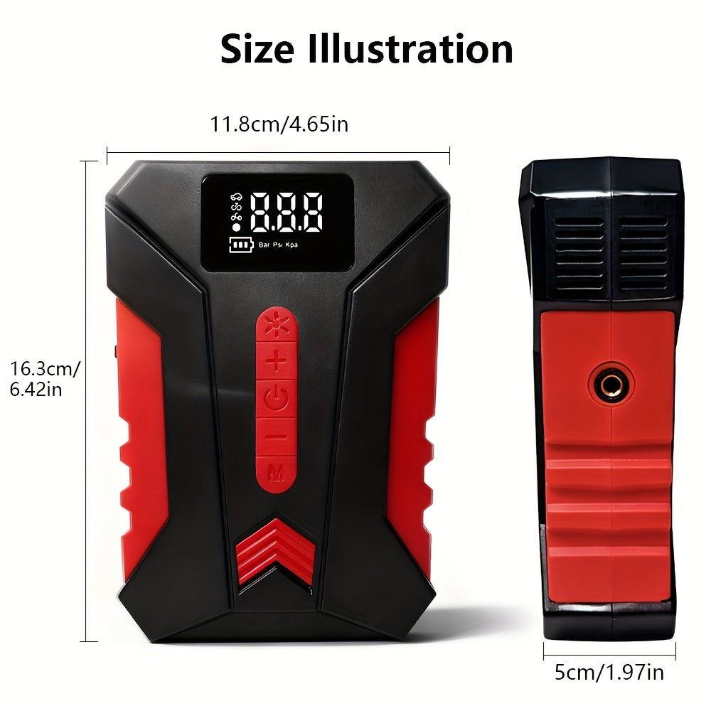 12000A Peak Car Emergency Starter & 250PSI Portable Tire Inflator, 12V (Allgas/ 2.11 Gallons Diesel) Quick Start Vehicle, Portable Car Battery Charger, USB Input/ Output, LED Emergency Light, Auto Additions Tool