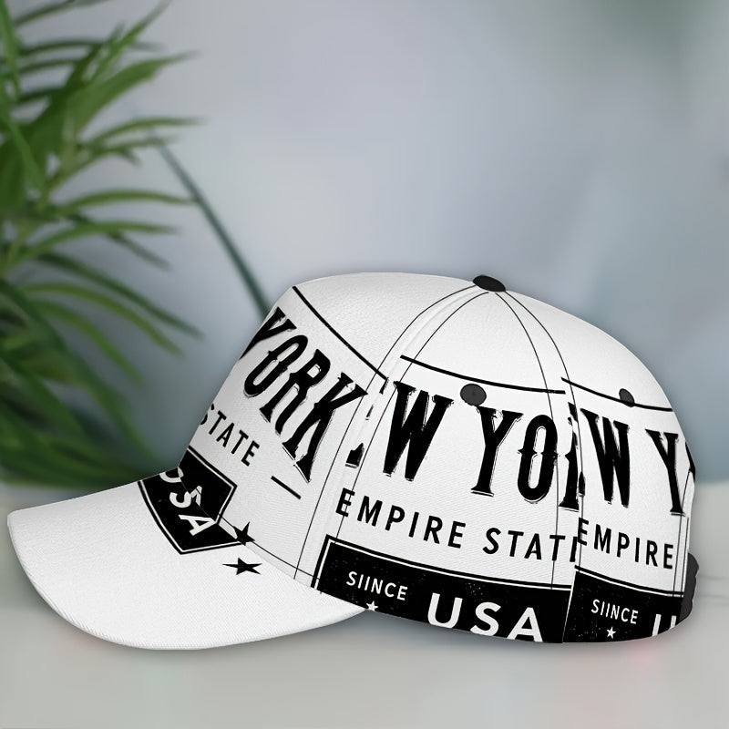 1pc 2D NewYorkBadge Print Baseball Cap - Polyester Adjustable Snapback with Full-Body Vibrant Design, Ideal for Outdoor Sports, Running & Casual Streetwear.