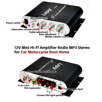A 600W High-Power 2.1 Channel Amplifier with Hifi Stereo, Featuring Bass Enhancement And Treble Control, 3.5Mm Input, Suitable for Car Speakers, Home Theaters, Computers, And Tvs