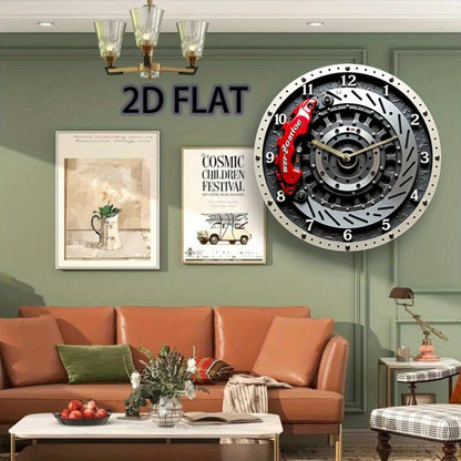 1pc 12-Inch Silent Non-Ticking Racing Brake Disc Wall Clock - Modern Motorsport Decor with Red Brake Disc Design, Quartz Movement, Acrylic Construction - for Living Room, Garage, Office, for Man Cave - Perfect Racing Car Enth