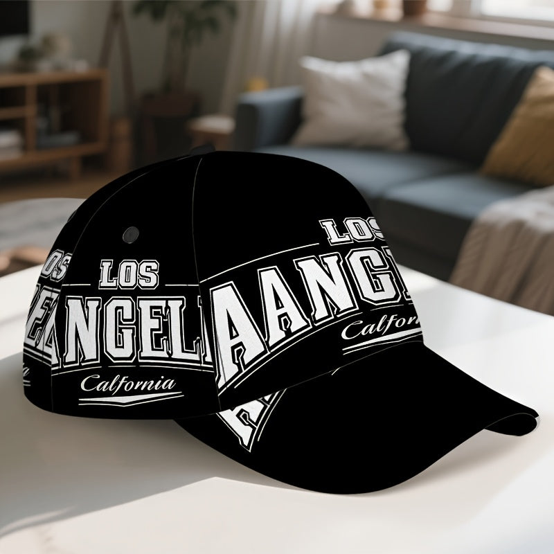 1pc 2D Los Angeles Bold Print Snapback Baseball Cap - Lightweight Adjustable Polyester Hat with Full-Body Design, Great for Outdoor Running, Sports & Casual Street Style.,  Funky Design, Urban Fashion, Comfortable Fit, Street
