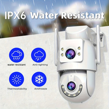 5G Outdoor Wireless IPX6 Security Camera with 1296P Full HD Night Vision, Dual-Lens Dual Screen, Motion Detection, Two-Way Audio, Multi-Party Sharing, Usb-powered For Home, Farm, Garden, Farm Surveillance, Modern Surveillance