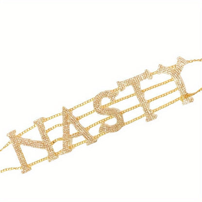 1pc European and American style NASTY letter necklace exaggerated rhinestone claw chain fashionable sexy punk neckline Women's style