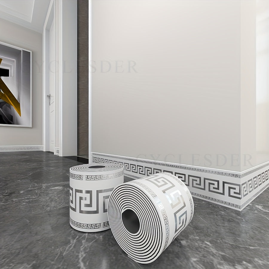 1 Roll, 197 inches x 3.94 inches, Large Roll Thickened Version, European Style Marble Tile Panel Wallpaper, Self-Adhesive PVC Faux Brick, Peel and Stick, DIY Removable No Residue, Waterproof, Wear-Resistant, Long Lifespan, Be