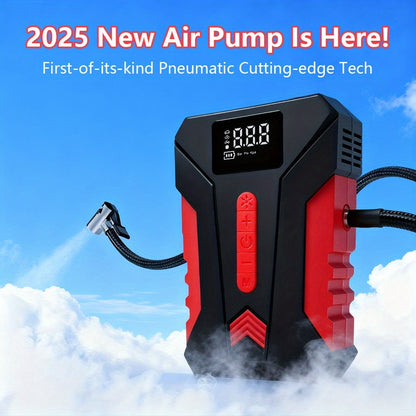 12000A Peak Car Emergency Starter & 250PSI Portable Tire Inflator, 12V (Allgas/ 2.11 Gallons Diesel) Quick Start Vehicle, Portable Car Battery Charger, USB Input/ Output, LED Emergency Light, Auto Additions Tool