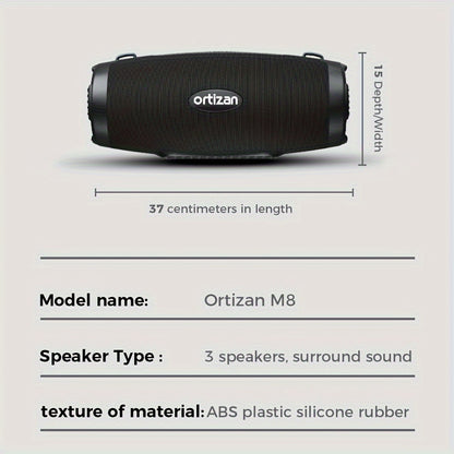 100W Ortizan Wireless Speaker - High-Quality Sound, Strong Bass, 12 Hours of Playtime, Portable Power Bank, Equalizer, USB, LED Lights, Multi-Room Sound, Surround Sound - Outdoor Loud Subwoofer Boombox for Parties, Camping, A