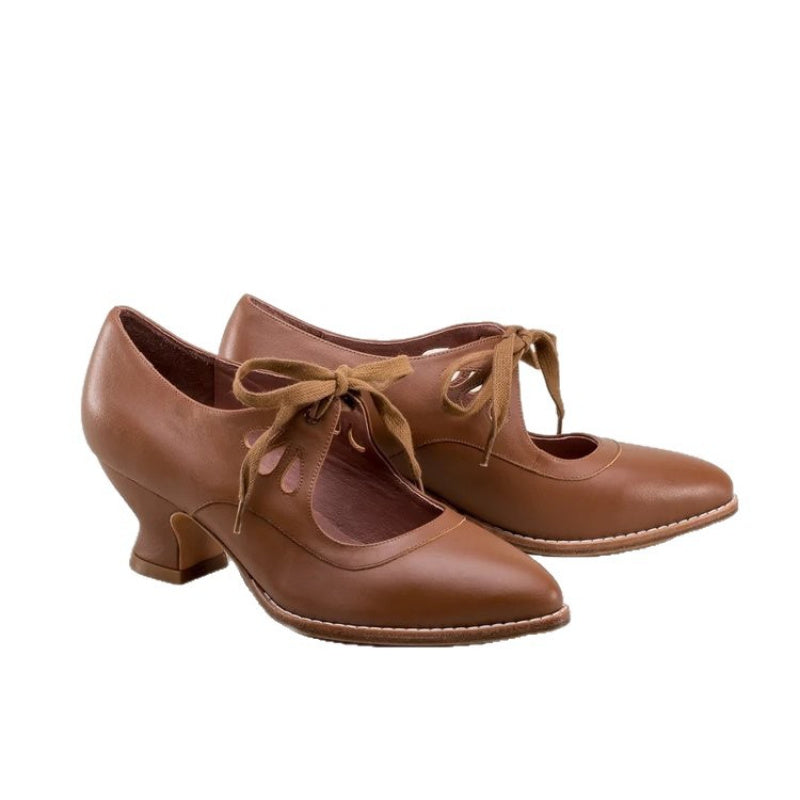 Women'S Large Size Chunky Low Block Heel Pointed Toe Lace-Up Sandals - All-Season Round-Toe-like Comfort, Brown Faux Cover Upper & Synthetic Cover Lining, European-Inspired Elegant Casual to Semi-Formal Shoes with Arch Suppor