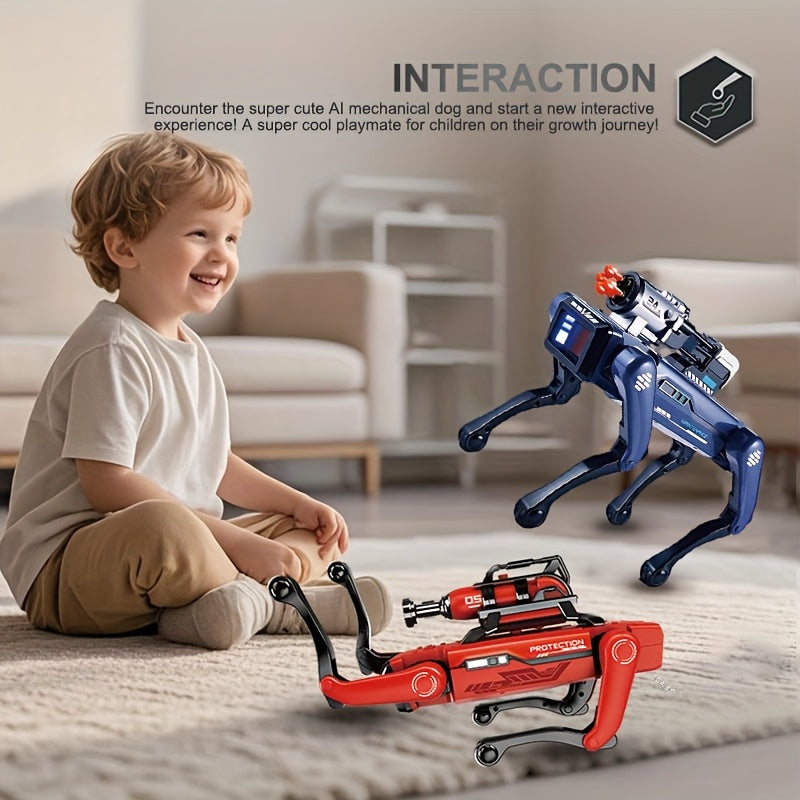 Intelligent Robot Dog with Voice Control, Interactive Discovery, Music & Dance, Mechanical Arm, Red Spray Function, Blue Launch Function, Stimulates Curiosity, Usb Rechargeable