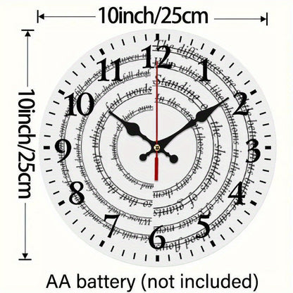 Silent Mechanical Quartz Wall Clock, Roman Numerals and Red Hands- Large Black and White Dial, Black Hands, Golden Center, Artificial Wood Round Clock, Suitable for Living Room, Kitchen, Dormitory- Manual Alarm Clock(AA Batte