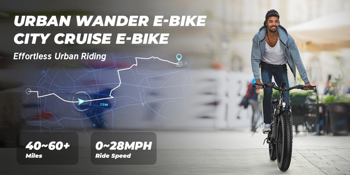 Adult Mountain Electric Bike, 500W Powerful Motor, 624wh Rechargeable Battery, With Mudguards, 7-speed Adult Fat Tire Electric Bike, Snow Riding Electric Bike, 26*4 Inches Wide Tire Bicycle, Christmas Gift, Birthday Gift