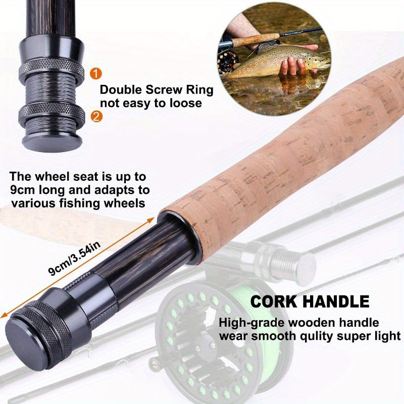 TOPFORT Fly Fishing Rod and Reel Combo Starter Kit, 4 Pie Lightweight UltraPortable Graphite Fly Rod Complete Starter Package with Carrier Bag