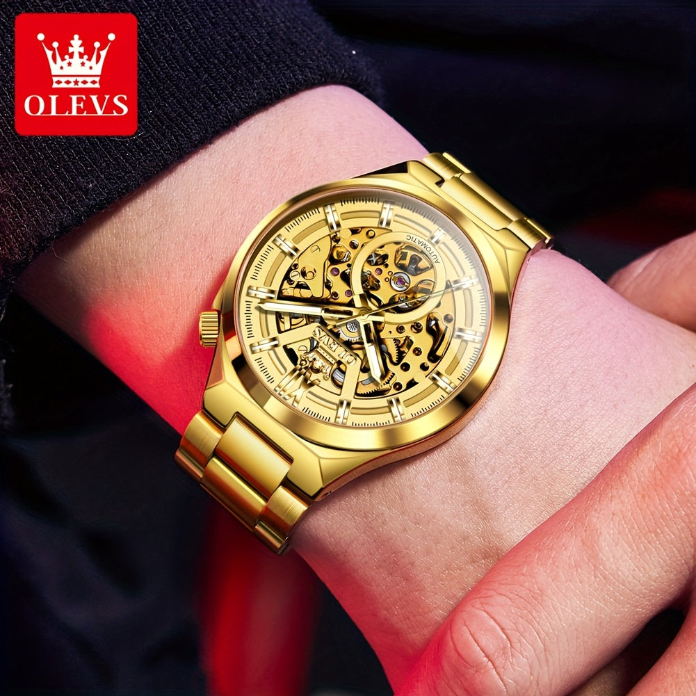 OLVES Stainless Steel Automatic Mechanical Watches For Men Luxury Top Brand Business Fashion Men'S Watches New Trend Classic Original High Quality Best Selling Men'S Wrist Watches, Without Battery