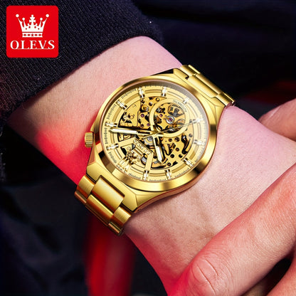 OLVES Stainless Steel Automatic Mechanical Watches For Men Luxury Top Brand Business Fashion Men'S Watches New Trend Classic Original High Quality Best Selling Men'S Wrist Watches, Without Battery