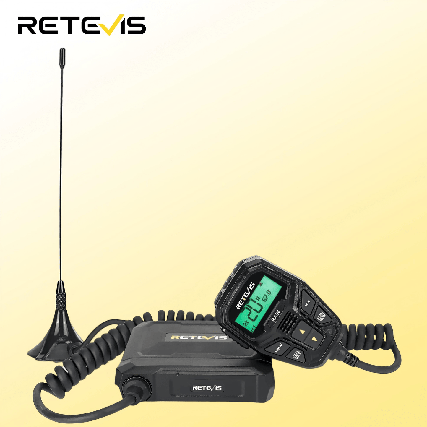 Retevis RA86 GMRS Mobile Radio with Antenna, NOAA Weather Alert, Repeater Channels, Dual Speaker, Off-Road Overlanding for JEEP Tractor Gear, Long Range Two-Way Radio with Integrated Microphone, Emergency Communication, Rugge