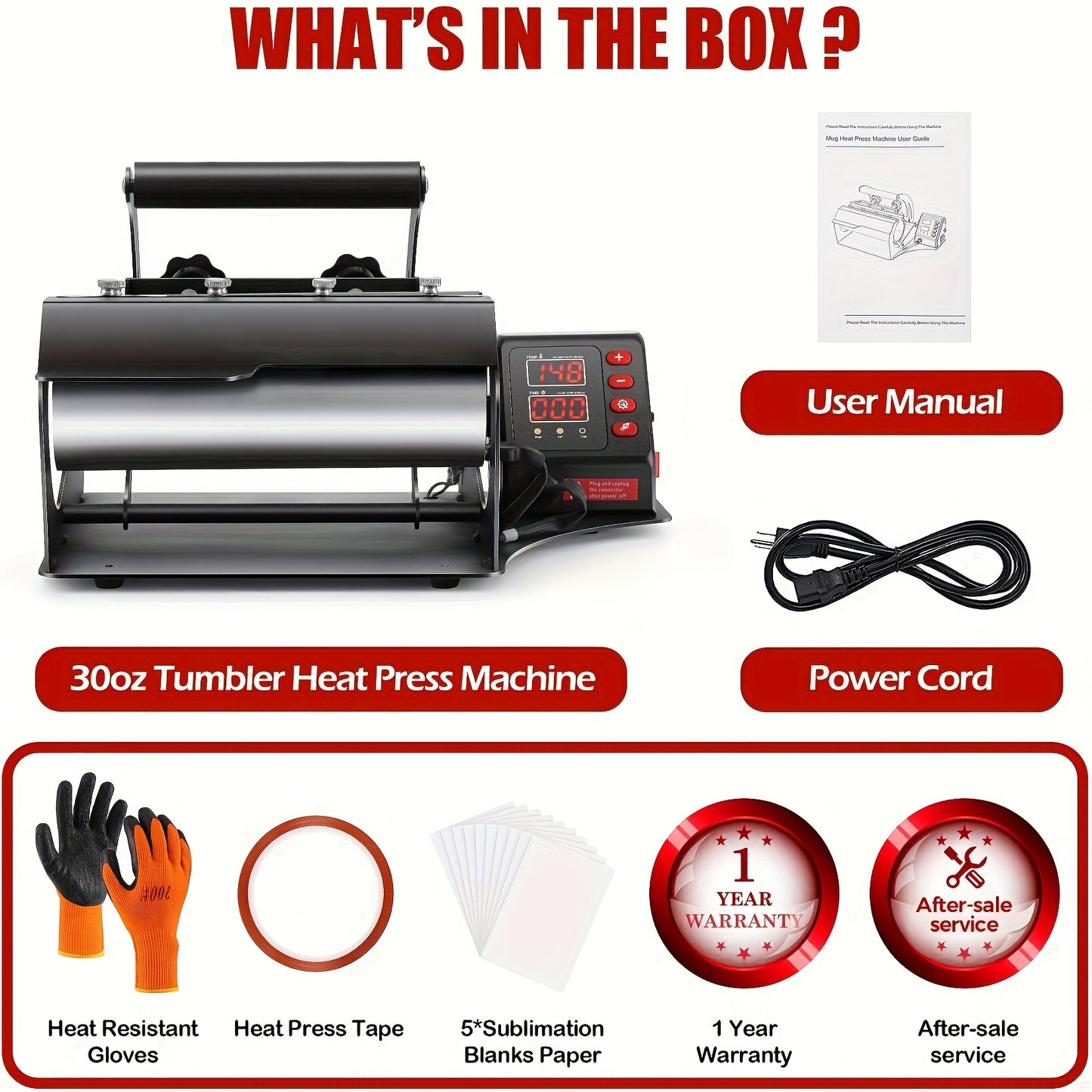 Roller Hot Press, 30oz 20oz 16oz Sublimation Ultra-thin Roller Cup Hot Press, DIY Heat Transfer Vinyl, with LCD Screen Display And Temperature Time Control, Can Be DIY Gifts