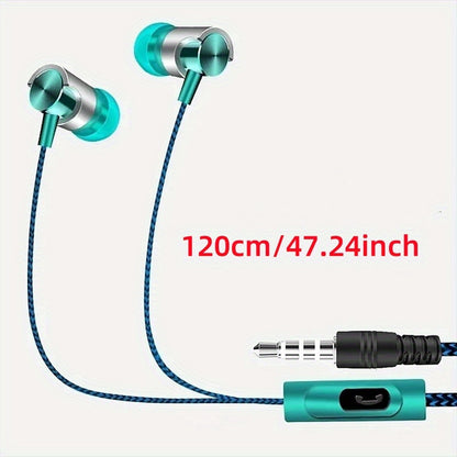 3.5mm Wired In-Ear Headphones with Ergonomic Design, HiFi Stereo Sound & Volume Control - Comfort Fit Semi-Open Earphones with Capacitive Microphone for Gaming, Sports, Mobile Phones, Wired Earphones, Tanglefree Cable, Sports