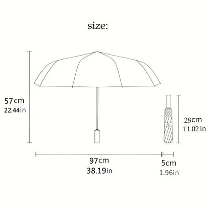 Automatic Open/Close Umbrella with Rooster Clock Face - Windproof Portable Folding Umbrella, 8-Rib Sturdy Frame, Golden & Design with Roman Numerals, Ideal Halloween/christmas Gift For Men & Women, Casual Fashion Umbrella, Du