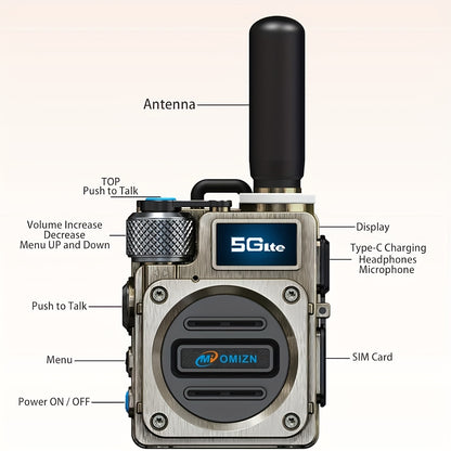 Global Long Distance Walkie Talkie Portable Two-Way Radio with Large Capacity Battery, Anti-Magnetic Noise Reduction Speaker, 2G/3G/4G/5G Dual Band Radio, No Monthly Fee