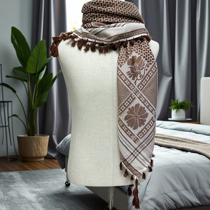 1pc Elegant Jacquard Headscarf & Square Scarf - Soft Breathable All-Season Muslim Headwear, Unisex for Men & Women - Wedding, Everyday, Formal Events Accessory - Luxury Fabric, Hijab Scarf, Decorative Tassels, Luxurious Comfo