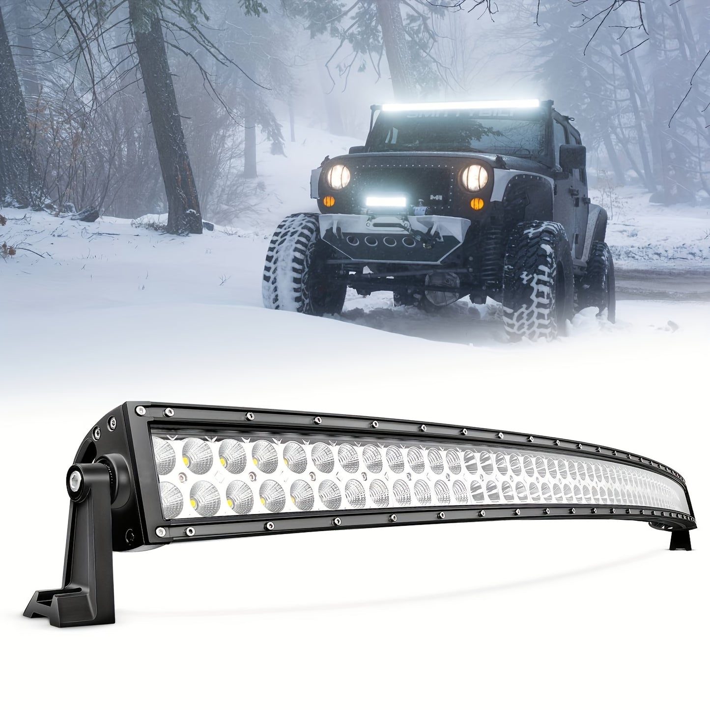LED Light Bar 52Inch 300W Curved Off Road Driving Light Combo Beam Rooftop Led Bar Work Light 24V 12V For Van Camper Wagon Car Pickup ATV UTV SUV Truck Boat, Without Battery