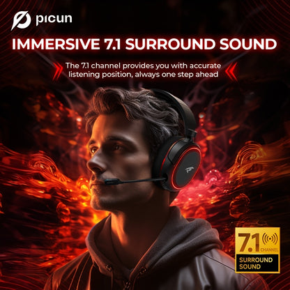 Wireless Gaming Headset with 7.1 Surround Sound, 2.4GHz USB Wireless Gaming Headphones, 100H Battery, Wireless 5.4, ENC Noise Canceling Mic, RGB Light, Wireless Headset for PC PS5 PS4 Mac Switch