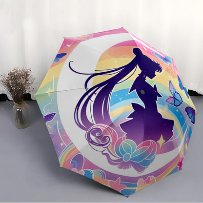 Magic Anime-Inspired Automatic Folding Umbrella - 8-Rib Durable Design, Portable Travel Umbrella with Vibrant Anime Artwork, Compact & Lightweight for Commuting, Beach, or Holiday Gifts, Beach Umbrella, Commuting Accessory, S