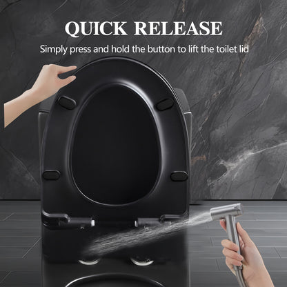 1.1/1.60 GPF Dual-Flush Toilet, Water-Saving Elongated Comfort Height Floor Mounted, Soft Close Seat, 2.2 LB Map Flushing Score Toilet, Matte Black
