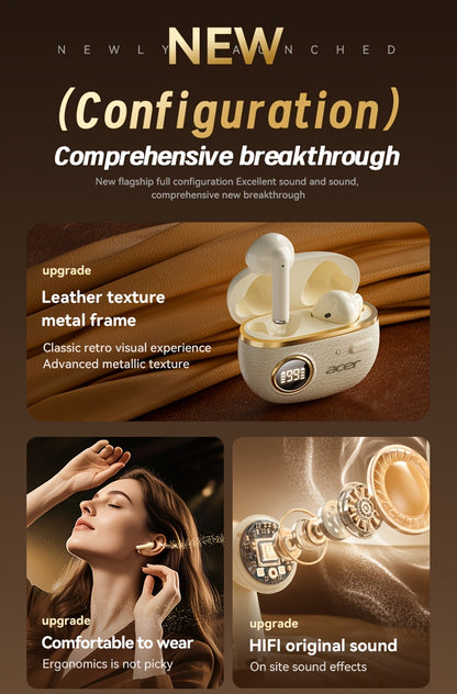 [Acer] 2025 new model back-to-school season TWS Wireless Headset Heavy Bass Stereo + Talking Noise Cancellation Ultra Long Lasting Sports Running In-Ear Low Latency Gaming Mode HIFI Audio Lightweight Touch Design Stylish Desi