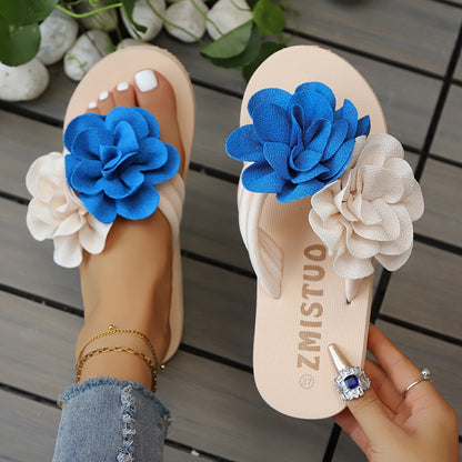 Women's Slip-On Floral sandal - Slipresistant Rubber Sole, Pink & Yellow Floral pattern, Cushioned insole - All-Season Beach, Casual, Formal Footwear - Easy-Clean Women's Shoes