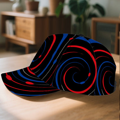 1pc 2D Circular Waves of Colors Print  Cap - Vibrant Full-Body Print, Lightweight Polyester Snapback Hat, Perfect for Sports, Running & Street Fashion.