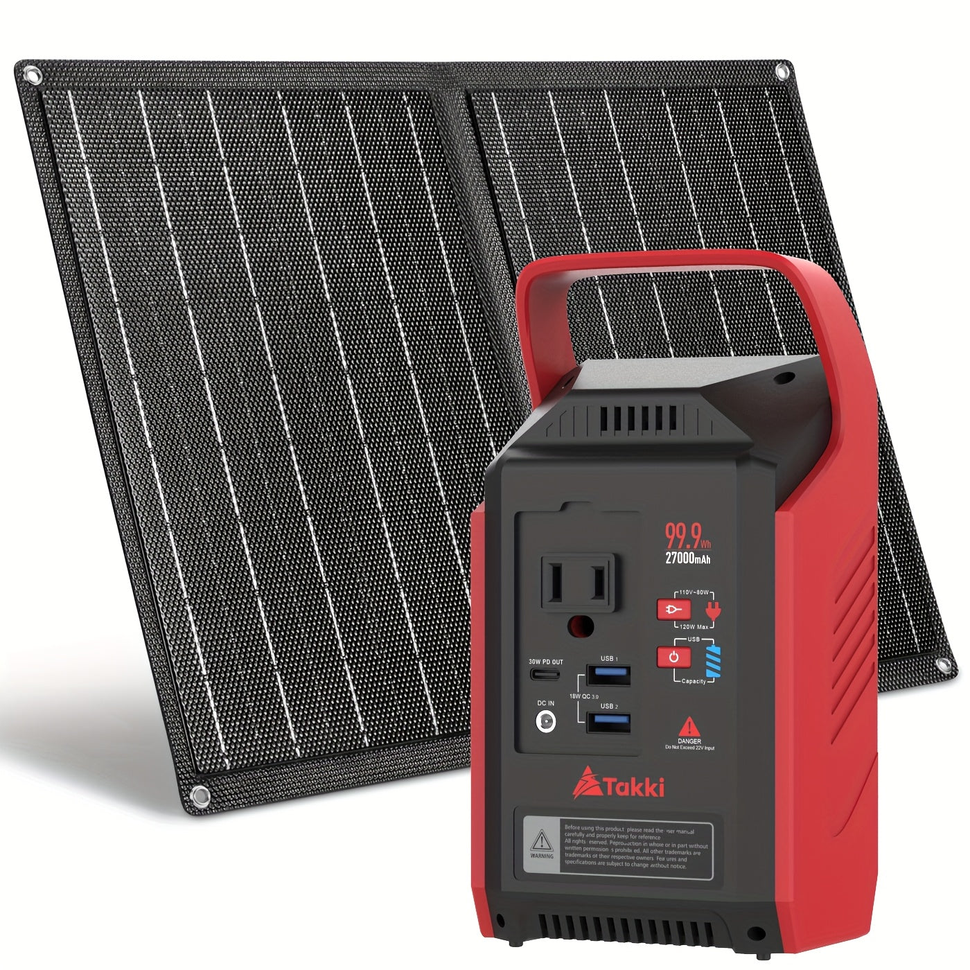80W/200W Portable Solar Generator with 21W/40 Solar Panels, 83Wh/99Wh/148Wh Battery Power Station for Outdoor Lights, Camping Tents, Home Use, CPAP, Fans, Laptops, and Emergency Situations – Includes AC & DC USB Ports
