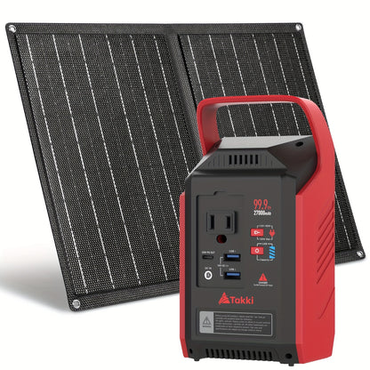 80W/200W Portable Solar Generator with 21W/40 Solar Panels, 83Wh/99Wh/148Wh Battery Power Station for Outdoor Lights, Camping Tents, Home Use, CPAP, Fans, Laptops, and Emergency Situations – Includes AC & DC USB Ports