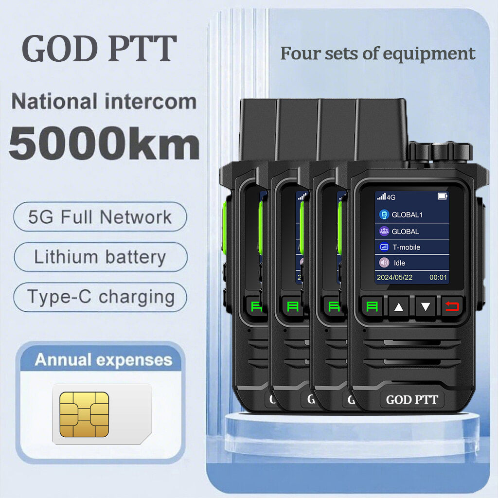 4 pieces global long-distance walkie talkie | LED flashlight, Type-C fast charging, including SIM card | preferred for construction, fleet, and camping travel, solving communication problems for construction and camping teams