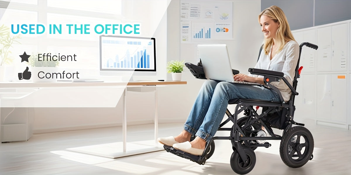 Foldable Electric Wheelchair for Adults, Light Duty Electric Wheelchair with 500W Dual Motors, Storage Bag, 18 Mile Long Range, Weighing Only 47lb, All-Terrain Electric Wheelchair for Seniors, Black
