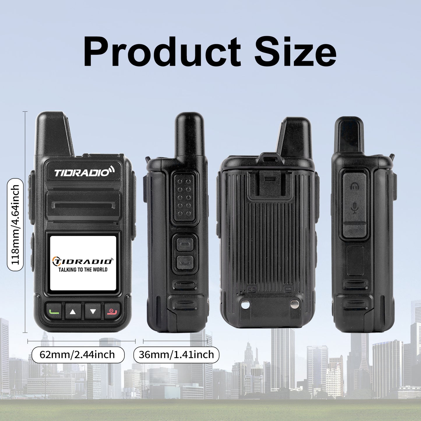 TIDRADIO Global Walkie Talkies 4G POC with Sim Cards, Long Distance 5000 Miles Rechargeable Nationwide Unlimited Range Two Way Radios & USB-C Battery (2 Pack)
