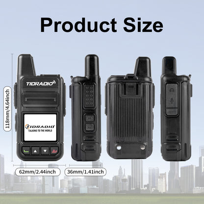 TIDRADIO Global Walkie Talkies 4G POC with Sim Cards, Long Distance 5000 Miles Rechargeable Nationwide Unlimited Range Two Way Radios & USB-C Battery (2 Pack)