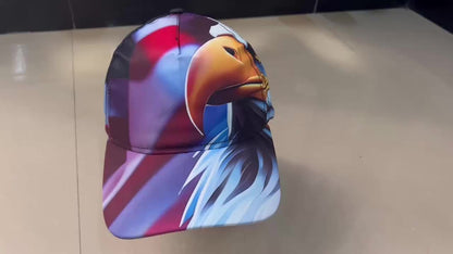 Ideal Valentine's Day Gift - 1pc Baseball Cap - Eagle Head & American Flag Design - 100% Polyester - Breathable & Lightweight - Adjustable Sports Cap for Outdoor Activities, Skateboarding, Cycling - Machine Washable