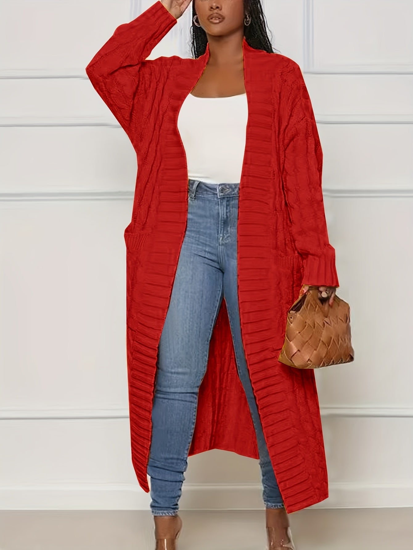 [Cardigan Sweater] Plus Size - Plus Size Cardigan Sweater A23A062