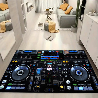 DJ Mixer Print Area Rug - 800g/m² Luxurious Crystal Velvet, Large Size (≥1.8msku), Durable & Stylish Decorative Mat for Office, Living Room, Bedroom, and Porch - Perfect for Desk, Coffee Table, and Hallway