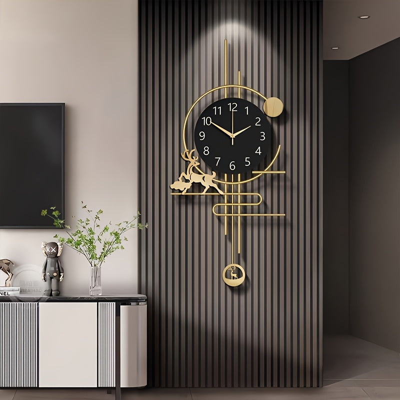 30x14 Inch Large Silent Wall Clock - Quartz Movement, No Ticking, Japanese Quartz Movement, Decorative Metal Art Design, Ideal for Living Room, Bedroom, Office, and Home Decor, Bedroom Wall Clock|Modern Wall Clock|Quartz Move