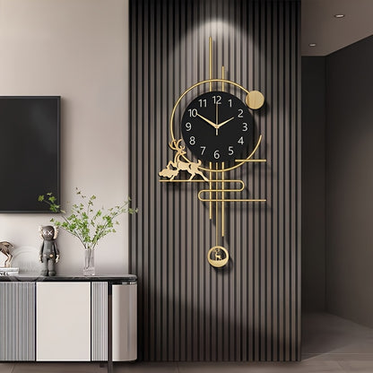 30x14 Inch Large Silent Wall Clock - Quartz Movement, No Ticking, Japanese Quartz Movement, Decorative Metal Art Design, Ideal for Living Room, Bedroom, Office, and Home Decor, Bedroom Wall Clock|Modern Wall Clock|Quartz Move