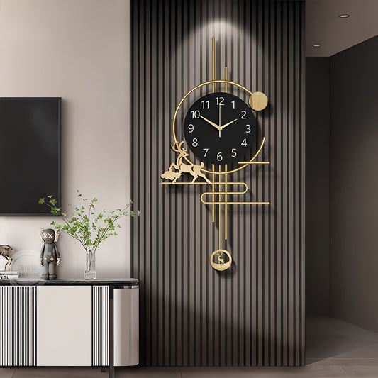 30x14 Inch Large Silent Wall Clock - Quartz Movement, No Ticking, Japanese Quartz Movement, Decorative Metal Art Design, Ideal for Living Room, Bedroom, Office, and Home Decor, Bedroom Wall Clock|Modern Wall Clock|Quartz Move