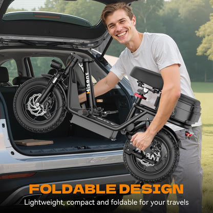 Hisent Adult Electric Scooter- 20 Mph, 740W Peak Motor, 10Ah/15Ah Lithium Battery, 15-40 Mile Range, 14 Foldable With Seat And Storage Box, Dual Suspension, Dual Brake System, Ample Storage, Alloy Steel Frame Durable, Commute