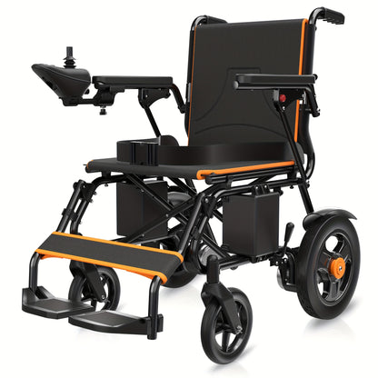 KERDOM Smart Folding Electric Wheelchair (Adult/Senior Model) - The Perfect Gift for Parents! 15+ Miles Range, 12AH Battery, 360° Joystick, All-Terrain Mobility, One-Key Folding (Black/Orange Dual Color)