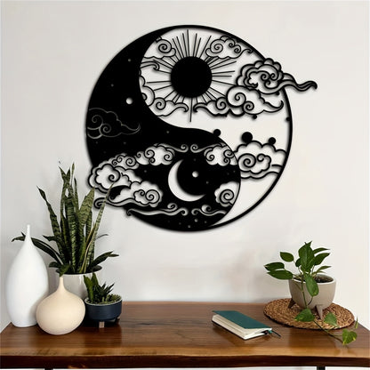 Decorative Signs & Plaques1 piece, Yin and Yang Metal Wall Art, 15.75 inches * 14.06 inches, Sun and Moon Home Decoration, Day and Night Metal Wall Art, Yogo Metal Wall Decoration, Avatar Metal Wall Art, Iron Painting Indoor